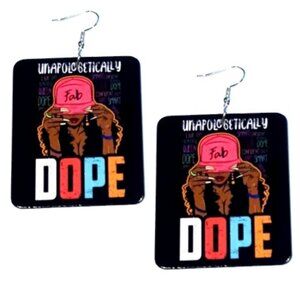 Unpologetically Fab and Dope Rectangle Statement Dangle Wood Earrings